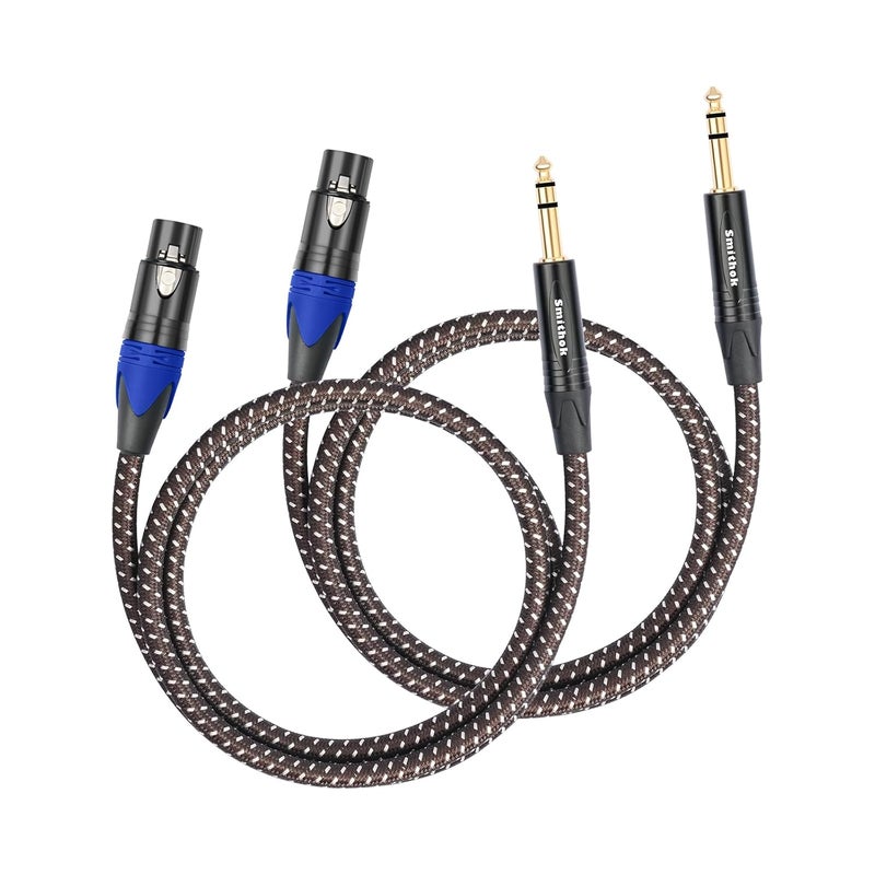 Smithok 2Pack 1/4" to XLR Cable,Heavy Duty Nylon Braided,Gold Plated Plug,Balanced 1/4" TRS (Quarter Inch 6.35mm) to 3pin XLR Female Patch Cable, Microphone Cable, for Speaker,Mixer-6.6ft - Image 1